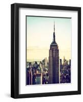 Empire State Building from Rockefeller Center at Dusk, Manhattan, New York City, US, Vintage-Philippe Hugonnard-Framed Photographic Print