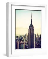 Empire State Building from Rockefeller Center at Dusk, Manhattan, New York City, US, Vintage-Philippe Hugonnard-Framed Photographic Print