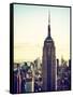 Empire State Building from Rockefeller Center at Dusk, Manhattan, New York City, US, Vintage-Philippe Hugonnard-Framed Stretched Canvas