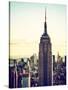 Empire State Building from Rockefeller Center at Dusk, Manhattan, New York City, US, Vintage-Philippe Hugonnard-Stretched Canvas