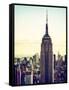 Empire State Building from Rockefeller Center at Dusk, Manhattan, New York City, US, Vintage-Philippe Hugonnard-Framed Stretched Canvas