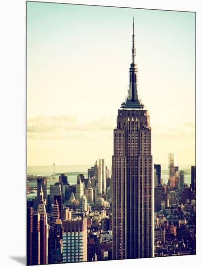 Empire State Building from Rockefeller Center at Dusk, Manhattan, New York City, US, Vintage-Philippe Hugonnard-Mounted Photographic Print