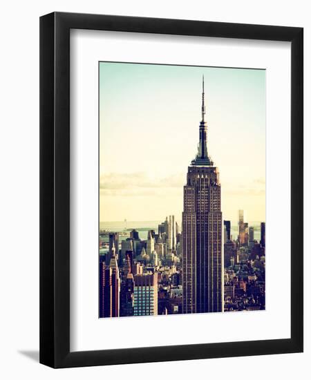 Empire State Building from Rockefeller Center at Dusk, Manhattan, New York City, US, Vintage-Philippe Hugonnard-Framed Premium Photographic Print
