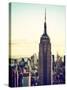 Empire State Building from Rockefeller Center at Dusk, Manhattan, New York City, US, Vintage-Philippe Hugonnard-Stretched Canvas