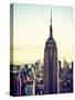 Empire State Building from Rockefeller Center at Dusk, Manhattan, New York City, US, Vintage-Philippe Hugonnard-Stretched Canvas