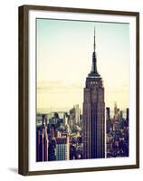 Empire State Building from Rockefeller Center at Dusk, Manhattan, New York City, US, Vintage-Philippe Hugonnard-Framed Premium Photographic Print