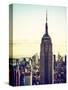 Empire State Building from Rockefeller Center at Dusk, Manhattan, New York City, US, Vintage-Philippe Hugonnard-Stretched Canvas