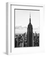 Empire State Building from Rockefeller Center at Dusk, Manhattan, NYC, Black and White Photography-Philippe Hugonnard-Framed Photographic Print