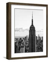 Empire State Building from Rockefeller Center at Dusk, Manhattan, NYC, Black and White Photography-Philippe Hugonnard-Framed Photographic Print