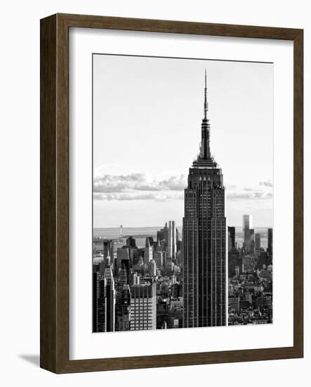 Empire State Building from Rockefeller Center at Dusk, Manhattan, NYC, Black and White Photography-Philippe Hugonnard-Framed Photographic Print