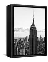 Empire State Building from Rockefeller Center at Dusk, Manhattan, NYC, Black and White Photography-Philippe Hugonnard-Framed Stretched Canvas