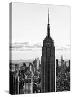 Empire State Building from Rockefeller Center at Dusk, Manhattan, NYC, Black and White Photography-Philippe Hugonnard-Stretched Canvas