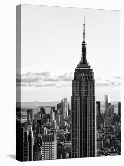 Empire State Building from Rockefeller Center at Dusk, Manhattan, NYC, Black and White Photography-Philippe Hugonnard-Stretched Canvas