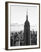 Empire State Building from Rockefeller Center at Dusk, Manhattan, NYC, Black and White Photography-Philippe Hugonnard-Framed Premium Photographic Print