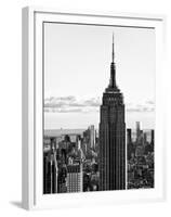 Empire State Building from Rockefeller Center at Dusk, Manhattan, NYC, Black and White Photography-Philippe Hugonnard-Framed Premium Photographic Print