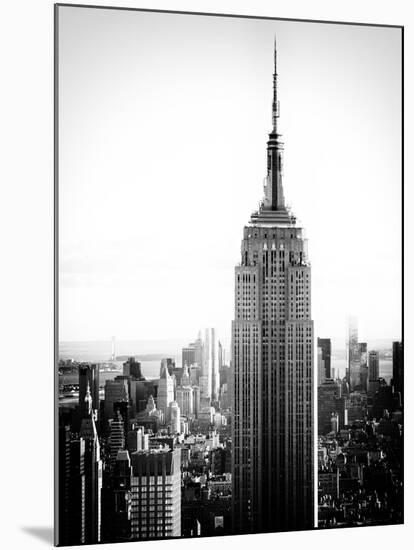 Empire State Building from Rockefeller Center at Dusk, Manhattan, NYC, US, Old Black and White-Philippe Hugonnard-Mounted Premium Photographic Print