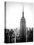 Empire State Building from Rockefeller Center at Dusk, Manhattan, NYC, US, Old Black and White-Philippe Hugonnard-Stretched Canvas