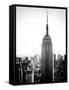 Empire State Building from Rockefeller Center at Dusk, Manhattan, NYC, US, Old Black and White-Philippe Hugonnard-Framed Stretched Canvas