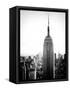 Empire State Building from Rockefeller Center at Dusk, Manhattan, NYC, US, Old Black and White-Philippe Hugonnard-Framed Stretched Canvas