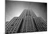 Empire State Building From Street B/W-null-Mounted Poster