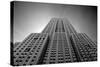 Empire State Building From Street B/W-null-Stretched Canvas