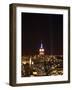 Empire State Building in Red, White and Blue as Columns of Light Soar from World Trade Center Site-null-Framed Photographic Print