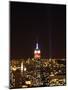 Empire State Building in Red, White and Blue as Columns of Light Soar from World Trade Center Site-null-Mounted Photographic Print