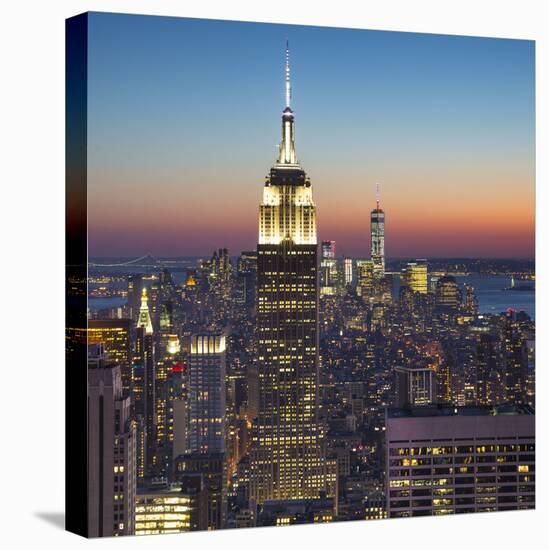 Empire State Building (One World Trade Center Behind), Manhattan, New York City, New York, USA-Jon Arnold-Stretched Canvas