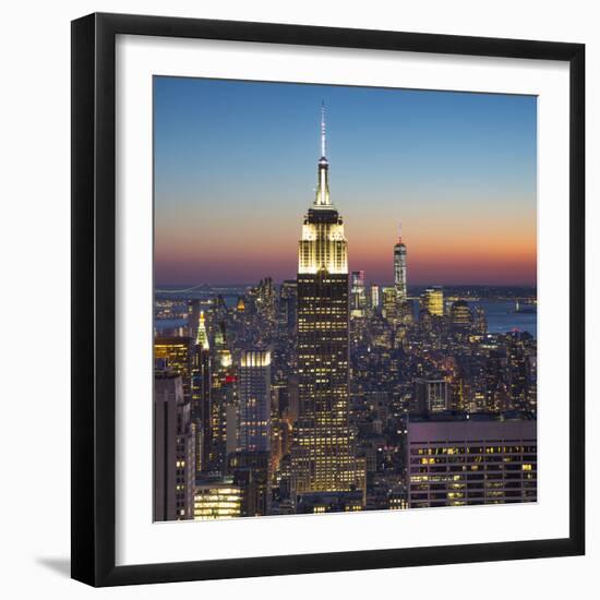 Empire State Building (One World Trade Center Behind), Manhattan, New York City, New York, USA-Jon Arnold-Framed Photographic Print