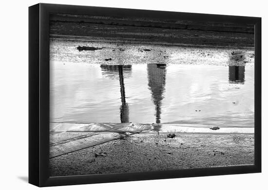 Empire State Building Reflection in Puddle-null-Framed Poster