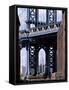 Empire State Building Seen Through the Manhattan Bridge, Brooklyn, New York, New York State, USA-Yadid Levy-Framed Stretched Canvas