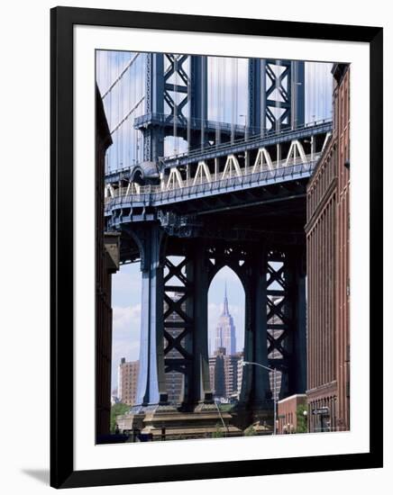 Empire State Building Seen Through the Manhattan Bridge, Brooklyn, New York, New York State, USA-Yadid Levy-Framed Photographic Print