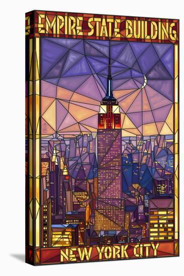 Empire State Building Stained Glass Window - New York City, NY-Lantern Press-Stretched Canvas