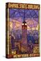 Empire State Building Stained Glass Window - New York City, NY-Lantern Press-Stretched Canvas