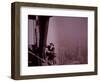 Empire State Building under Construction, Showing an Inspector Checking Work, 1930 (B/W Photo)-Lewis Wickes Hine-Framed Giclee Print