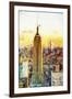 Empire State Sunset III - In the Style of Oil Painting-Philippe Hugonnard-Framed Giclee Print