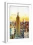 Empire State Sunset III - In the Style of Oil Painting-Philippe Hugonnard-Framed Giclee Print