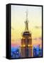 Empire State Sunset IV - In the Style of Oil Painting-Philippe Hugonnard-Framed Stretched Canvas