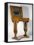 Empire Style Walnut Dressing Table with Brass Inlays, 1800-1825, Top Raised, Austria, 19th Century-null-Framed Stretched Canvas