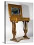 Empire Style Walnut Dressing Table with Brass Inlays, 1800-1825, Top Raised, Austria, 19th Century-null-Stretched Canvas