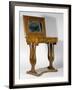 Empire Style Walnut Dressing Table with Brass Inlays, 1800-1825, Top Raised, Austria, 19th Century-null-Framed Giclee Print