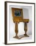 Empire Style Walnut Dressing Table with Brass Inlays, 1800-1825, Top Raised, Austria, 19th Century-null-Framed Giclee Print