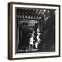 Employee in Warehouse of Jack Daniels Distillery Checking For Leaks in the Barrels-Ed Clark-Framed Photographic Print