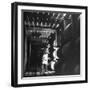 Employee in Warehouse of Jack Daniels Distillery Checking For Leaks in the Barrels-Ed Clark-Framed Photographic Print