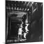 Employee in Warehouse of Jack Daniels Distillery Checking For Leaks in the Barrels-Ed Clark-Mounted Photographic Print