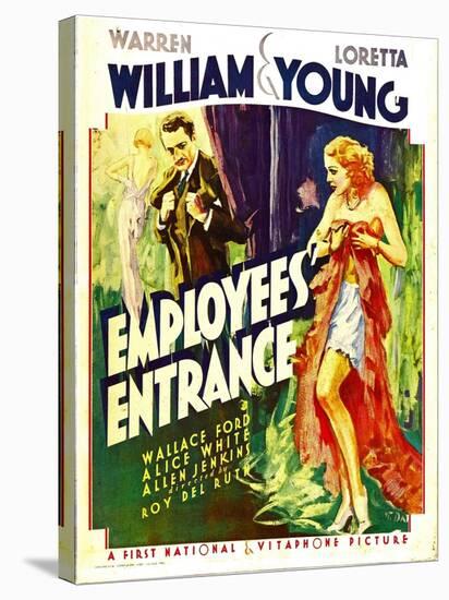 Employees' Entrance, Warren William, Loretta Young on Window Card, 1933-null-Stretched Canvas