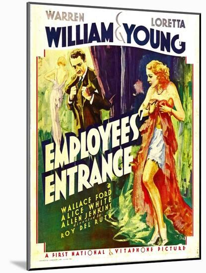 Employees' Entrance, Warren William, Loretta Young on Window Card, 1933-null-Mounted Photo