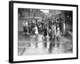 Employees Leaving the Rolls-Royce Works, Derby, Wwii, C1939-C1945-null-Framed Photographic Print