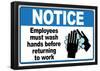 Employees Must Wash Hands Health Enforcement Sign Poster-null-Framed Poster