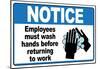 Employees Must Wash Hands Health Enforcement Sign Poster-null-Mounted Poster